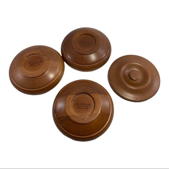 Milbern Vintage Mid-Century Wood Stackable Bowls w/Lid for Nuts/Candy/Trinkets - Picture 3 of 4